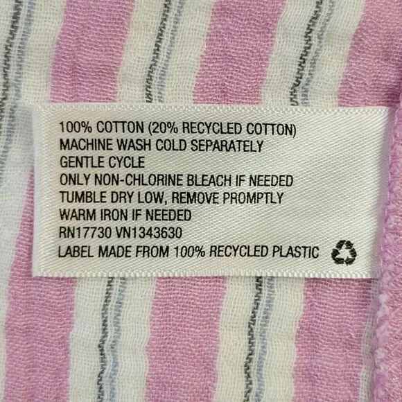 Universal Thread Pink Striped Split Button Neck Long Sleeve Gause Blouse Size S - Picture 8 of 8